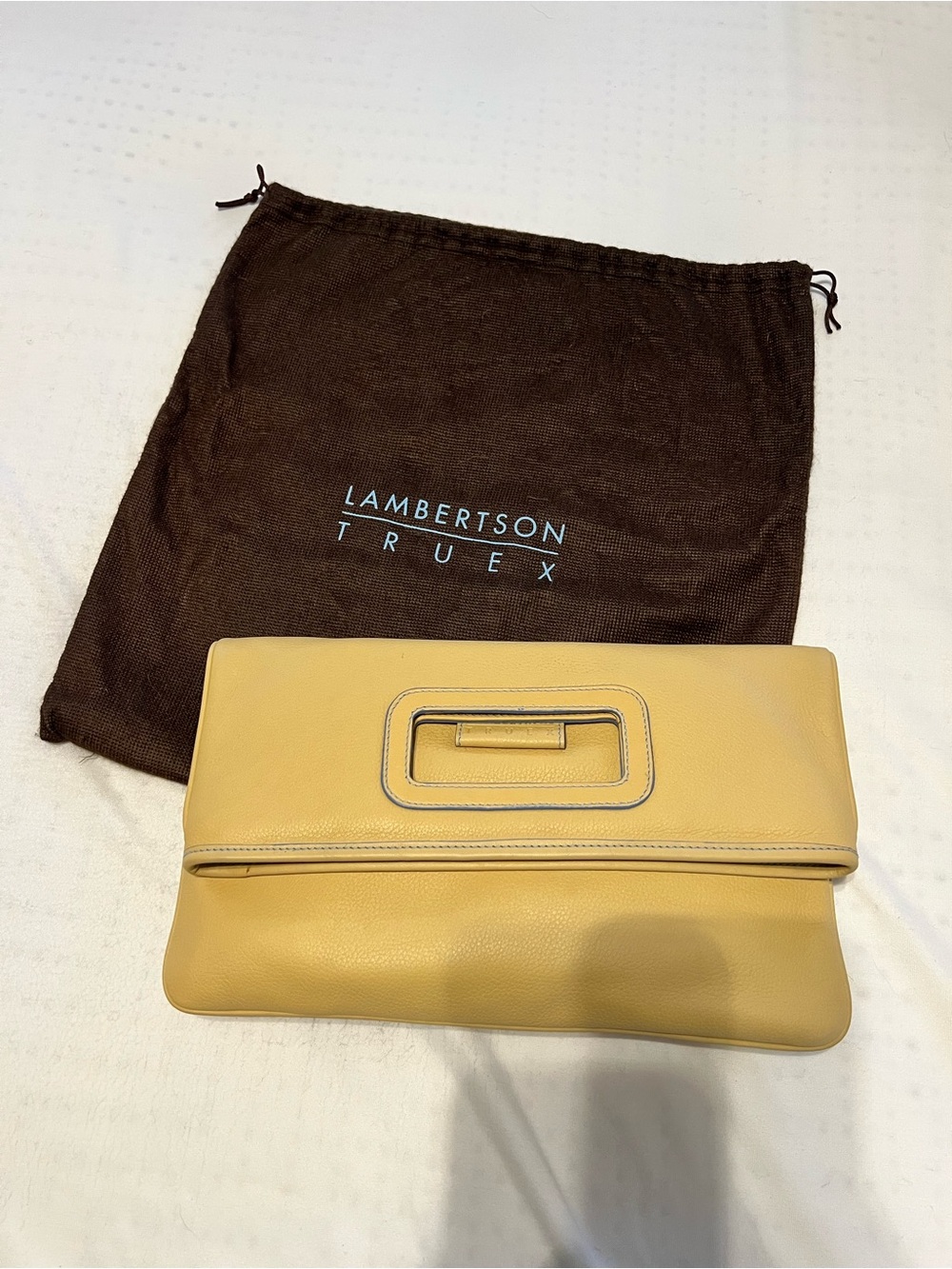 Lamberston Truex Yellow Leather Convertible Crossbody Bag - Picture 2 of 10
